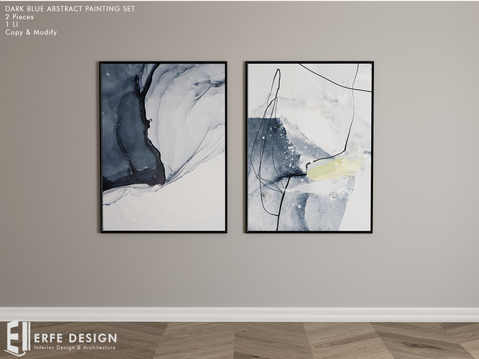 Dark Blue Abstract Paintings (3Colors) 1 LI [Erfe Design] *