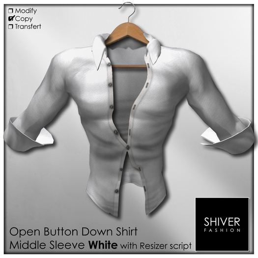 SHIVER - Chemise Blanche déboutonné Manches relevées