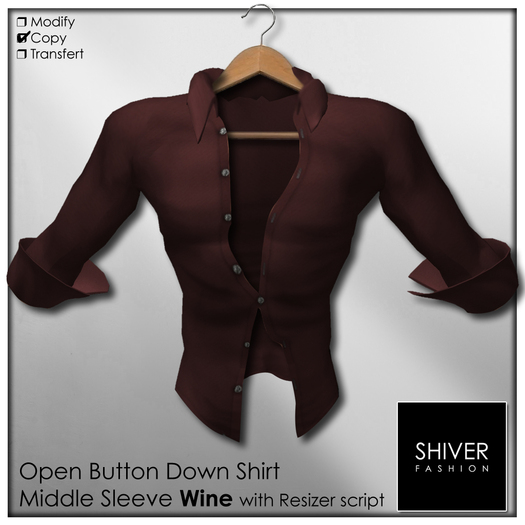 SHIVER - Open Cuffed Shirt - Red Wine