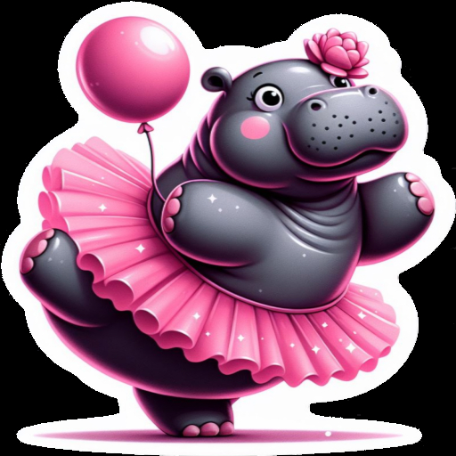 Pink Hippo Ballerina