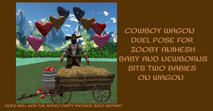 MERCI~COWBOY BALLOONS AND WAGON