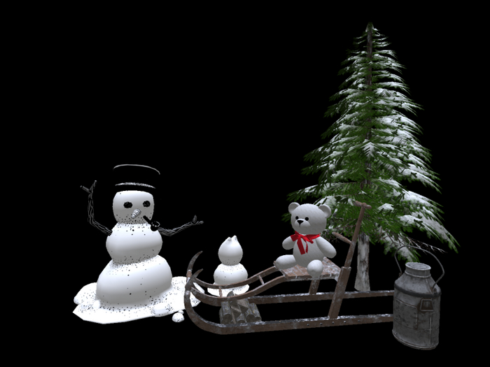 Winter Scene with Old Kicksled