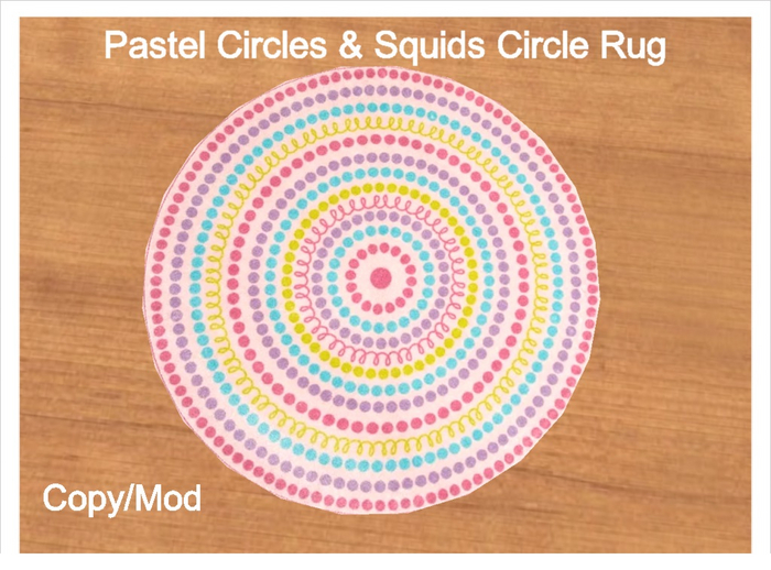 *CC* Pastel Circles & Squids Circle Rug 