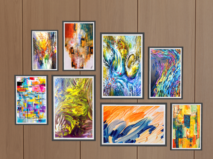 Hollyhood 8 Panel Paintings - Abstract