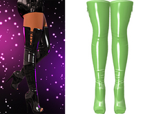 Brandi Thigh High Open Toe Boots 2.0 [Latex Lime Green]  - Maitreya Lara • LaraX • Legacy • Reborn Clothing