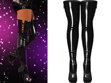 Brandi Thigh High Open Toe Boots 2.0 [Latex Black]  - Maitreya Lara • LaraX • Legacy • Reborn Clothing