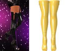 Brandi Thigh High Open Toe Boots 2.0 [Latex Honey Yellow]  - Maitreya Lara • LaraX • Legacy • Reborn Clothing