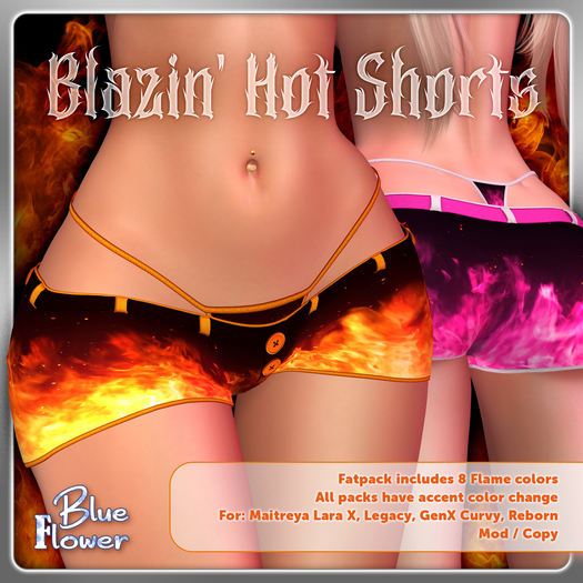 Blue Flower - Blazin' Hot Shorts - Fatpack