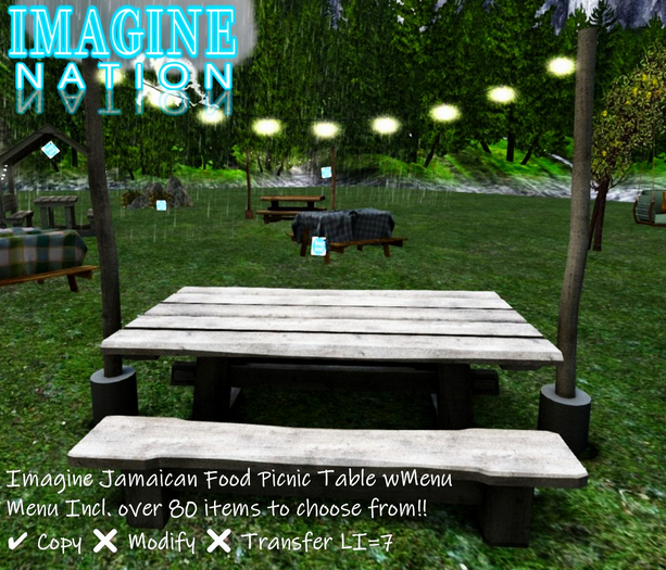 imagine Shabby Rustic Picnic Table w/lights