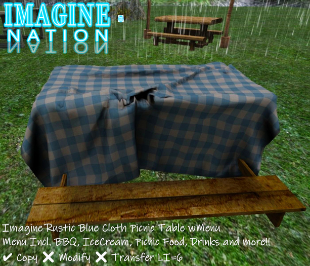 imagine Rustic Blue Cloth Picnic Table