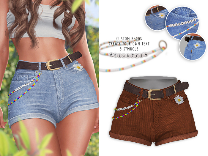 -Sorumin- Beaded Shorts -Brown Velvet-