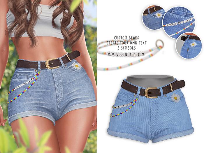-Sorumin- Beaded Shorts -BabyBlue Velvet-