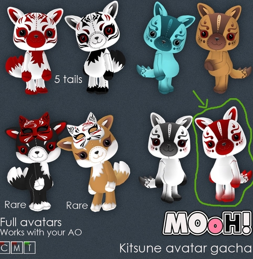 8. MOoH! Kitsune white/red 3 tails