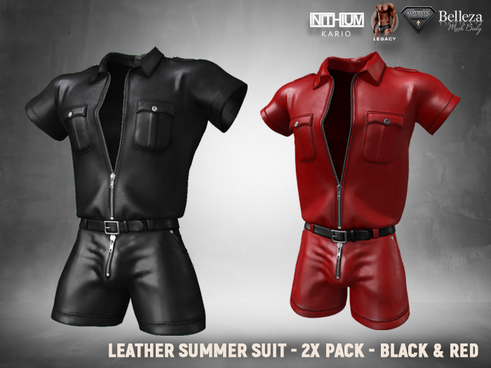 [SEVENELEVEN] Leather Summer Suit - 2xPack - Black & Red