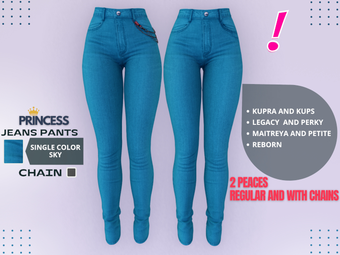 [DressUp!] - Princess Jeans Pants - Single Color (Sky)