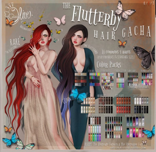 .Olive. the Flutterbee Hair - Dark Fades [Rez Me]