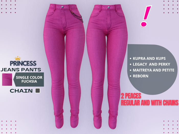 [DressUp!] - Princess Jeans Pants - Single Color (Fuchsia)