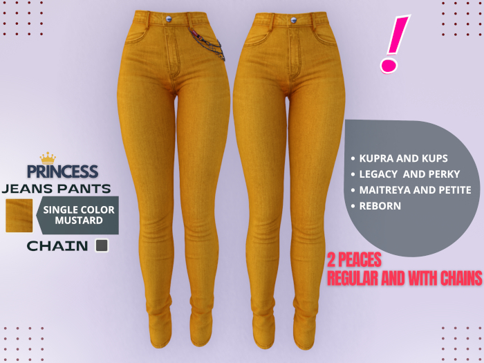 [DressUp!] - Princess Jeans Pants - Single Color (Mustard)