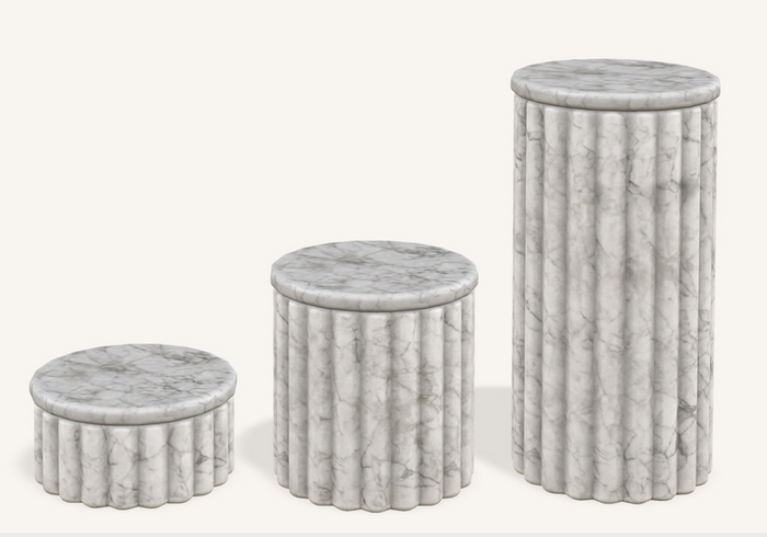 Dahlia - Essential - Fluted Display Tables - Marble - Multi-Use Tables - Short, Mid & Tall