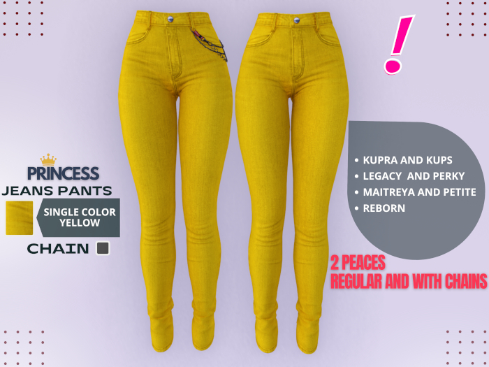 [DressUp!] - Princess Jeans Pants - Single Color (yellow)