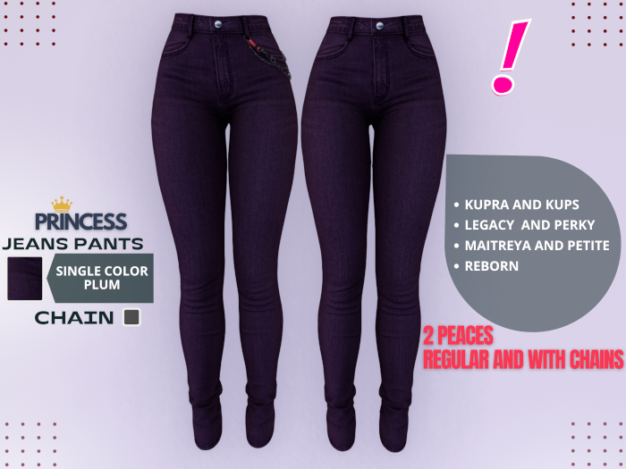 [DressUp!] - Princess Jeans Pants - Single Color (Plum)