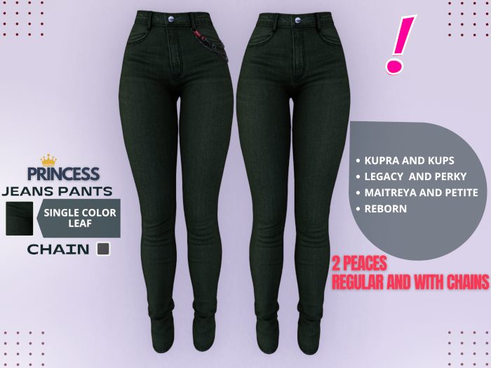 [DressUp!] - Princess Jeans Pants - Single Color (Leaf)