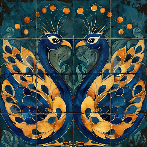 Art Deco Peacock Tiling Texture