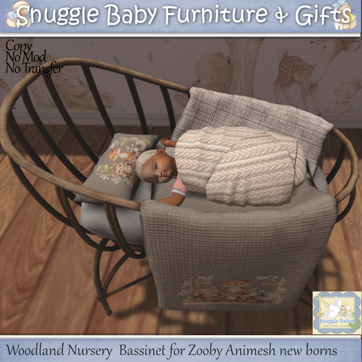 Woodland Nursery  Bassinet for Zooby Animesh newborns Boxed