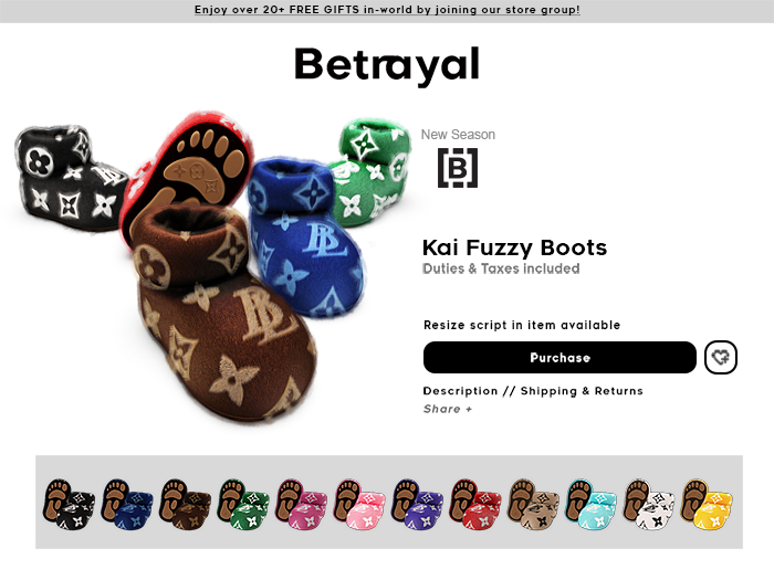 BETRAYAL. Kai Fur Booties Pack - UNISEX + Resizable!