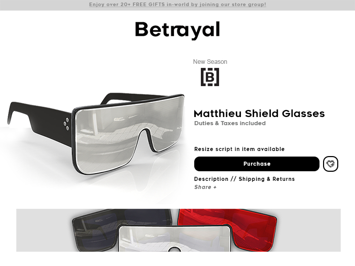 BETRAYAL. Matthieu Shield Glasses Pack - UNISEX + RESIZABLE