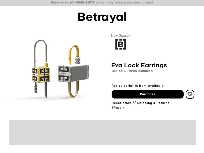 BETRAYAL. Eva Earrings Pack - UNISEX + RESIZABLE