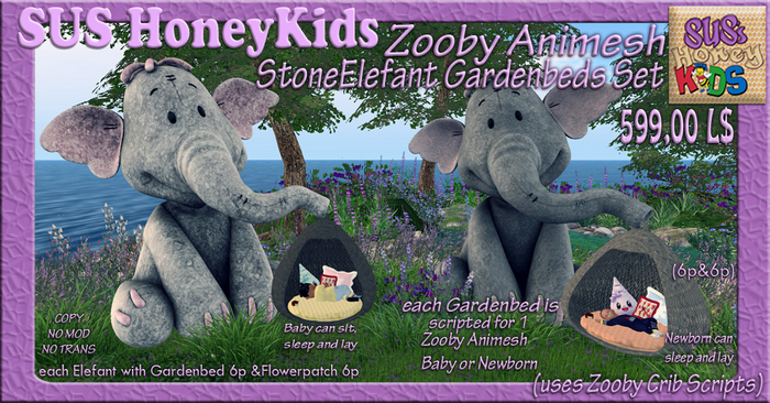 SUS HoneyKids ZoobyAnimesh StoneElefant Gardenbeds Set (Box)