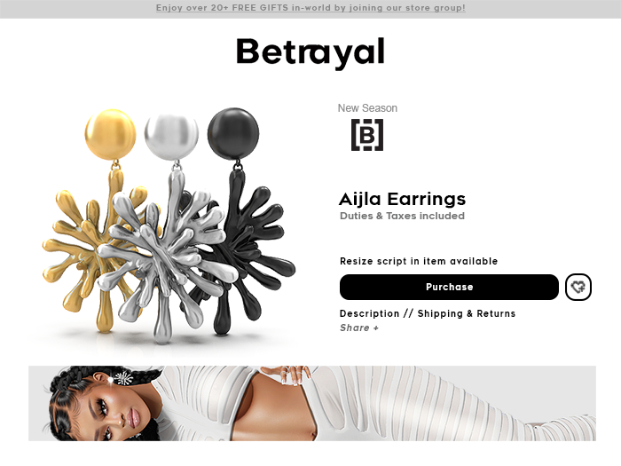 BETRAYAL. Aijla Earrings Pack - UNISEX + RESIZABLE