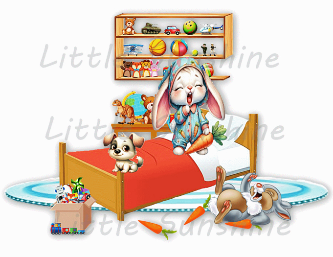 εїз ☀ Wall Decal Cute Bunny in Pajamas ( Not Texture ) ☀ εїз