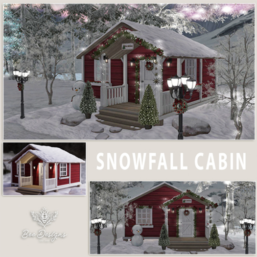 01 Bee Designs Snowfall Cabin  RARE
