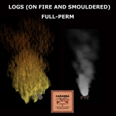 Logs on fire and smouldered