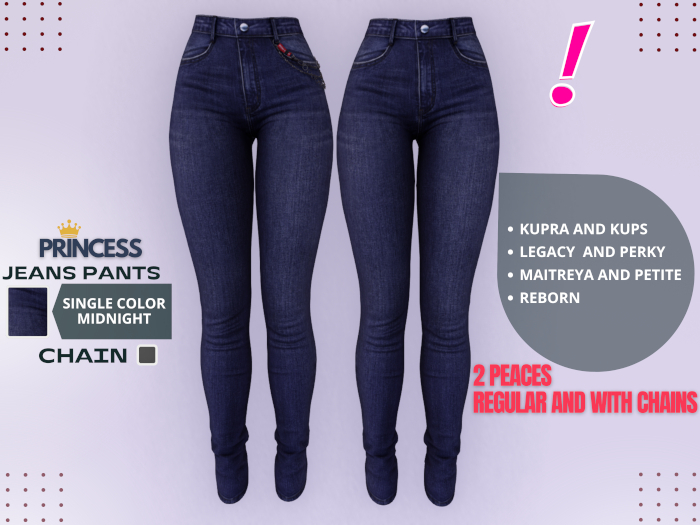 [DressUp!] - Princess Jeans Pants - Single Color (Midnight)