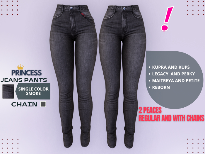 [DressUp!] - Princess Jeans Pants - Single Color (Smoke)