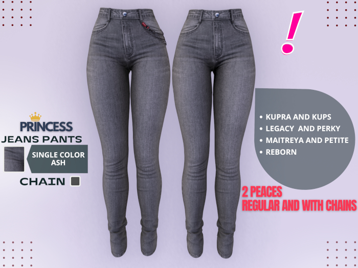 [DressUp!] - Princess Jeans Pants - Single Color (Ash)