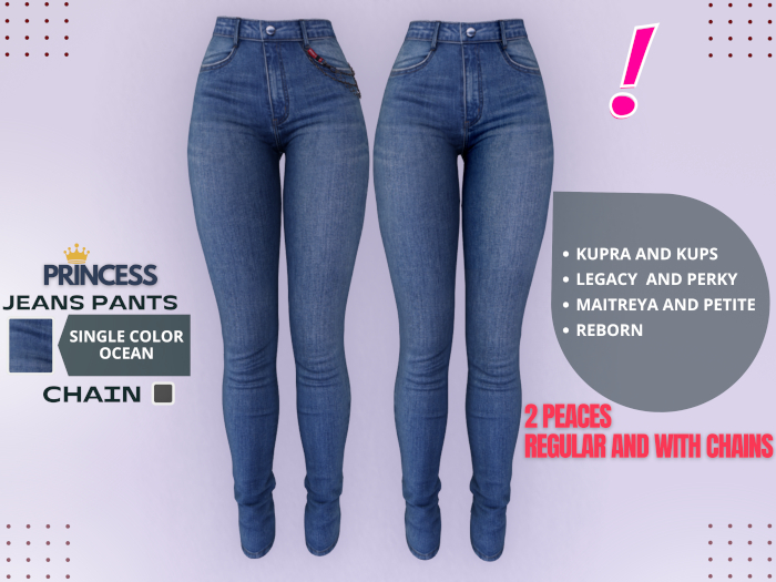 [DressUp!] - Princess Jeans Pants - Single Color (Ocean)
