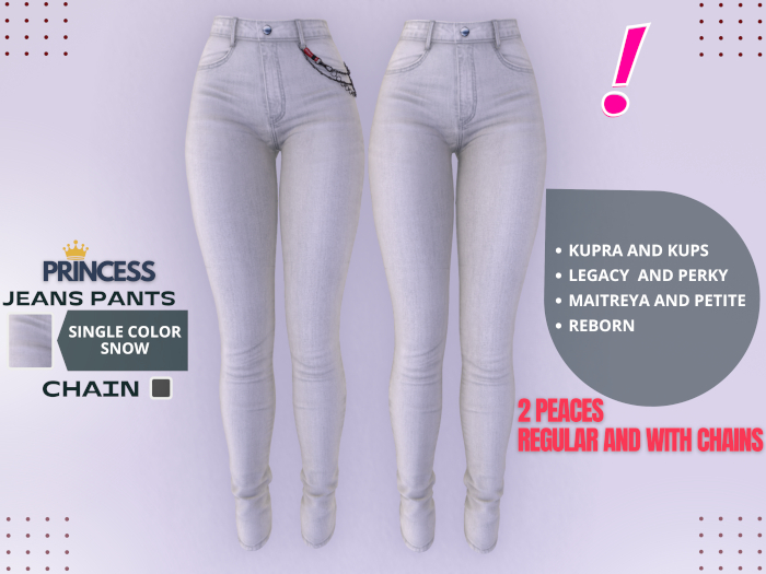 [DressUp!] - Princess Jeans Pants - Single Color (Snow)