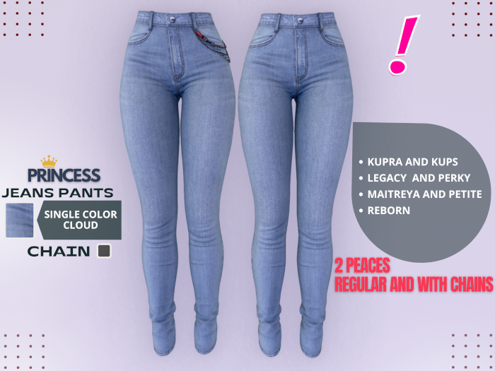 [DressUp!] - Princess Jeans Pants - Single Color (Cloud)