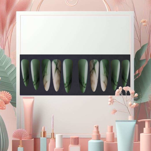 JNS Box Marmore Green Mesh Nails