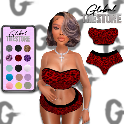 GLOBAL Red Cheetah Print Outfit