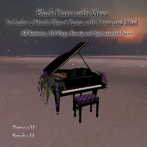 Bad Katz Grand Piano with Vines Black Full perm Mesh