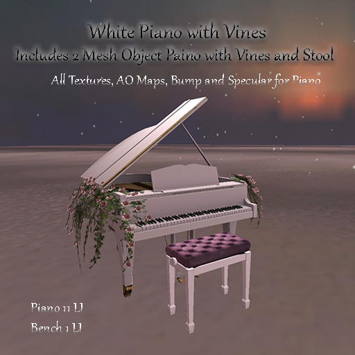 Bad Katz Grand Piano with Vines White