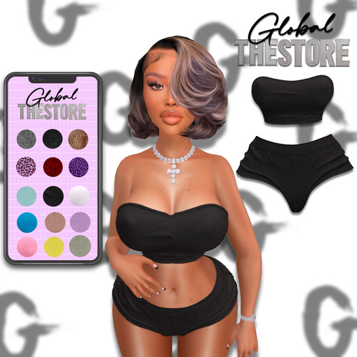 GLOBAL Black Two Piece Set Outfit