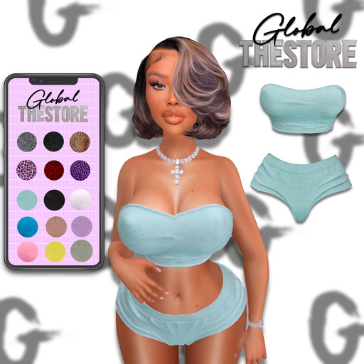 GLOBAL Baby Blue Two Piece Set