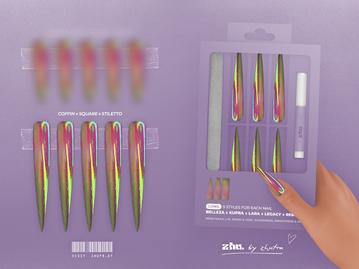 zhu. Holo long nails