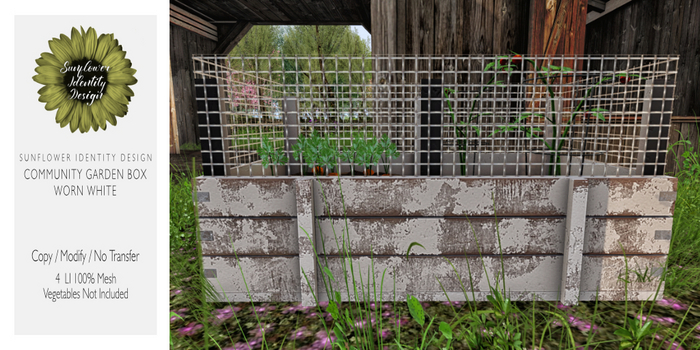 Sunflower ID Community Garden Box Worn White (Add Me)